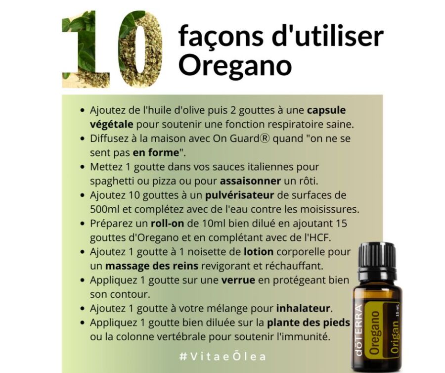 Utilisation sécurisée huile origan